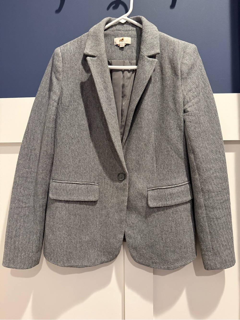 LOFT Gray Herringbone Single-Button Blazer Size 8 Excellent condition